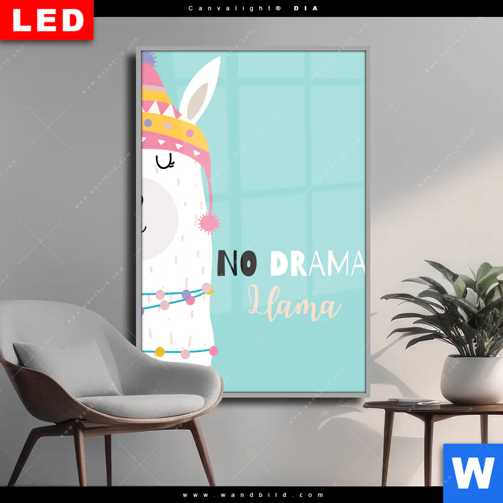 Wechselmotiv Acrylglas Canvalight® DIA | Kein Drama Lama | Hochformat