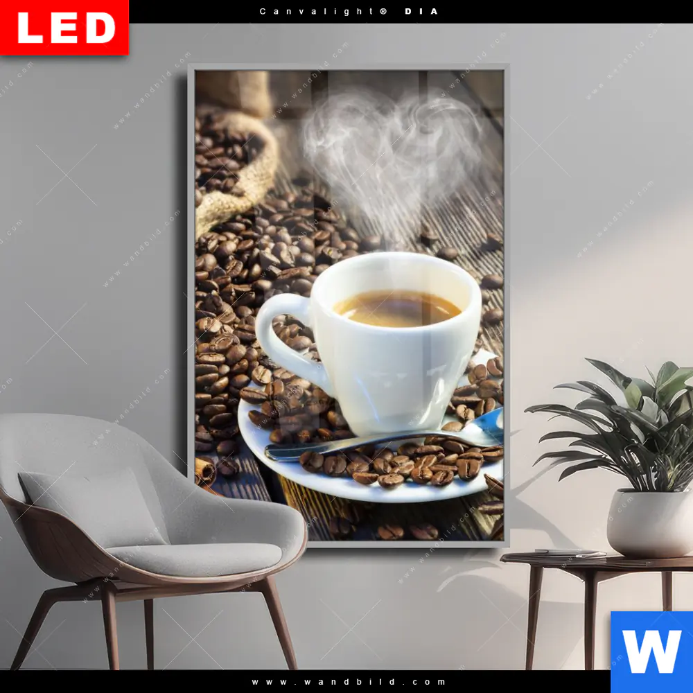 Wechselmotiv Acrylglas Canvalight® DIA | Köstlicher Kaffee | Hochformat