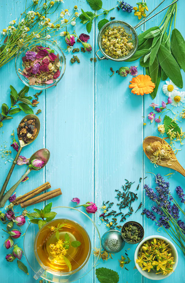 Wechselmotiv Acrylglas Canvalight® DIA | Kräuter auf blauem Holztisch | Schmal - Image 5