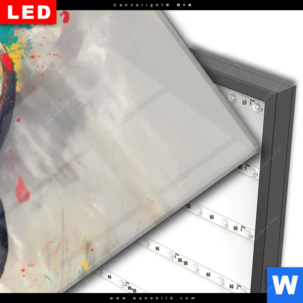 Wechselmotiv Acrylglas Canvalight® DIA | Kreativer Hirsch mit Farbspritzern | Panorama - Image 3