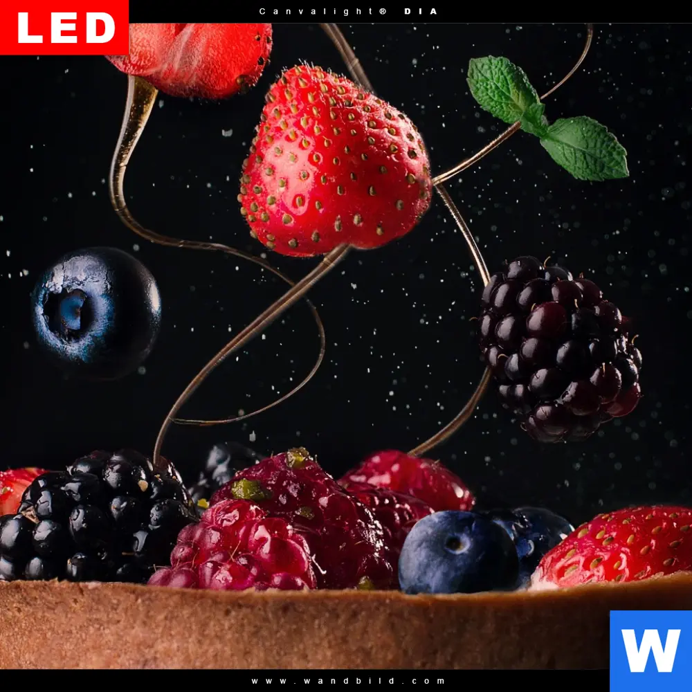 Wechselmotiv Acrylglas Canvalight® DIA | Kuchen mit frischen Beeren | Panorama - Image 4