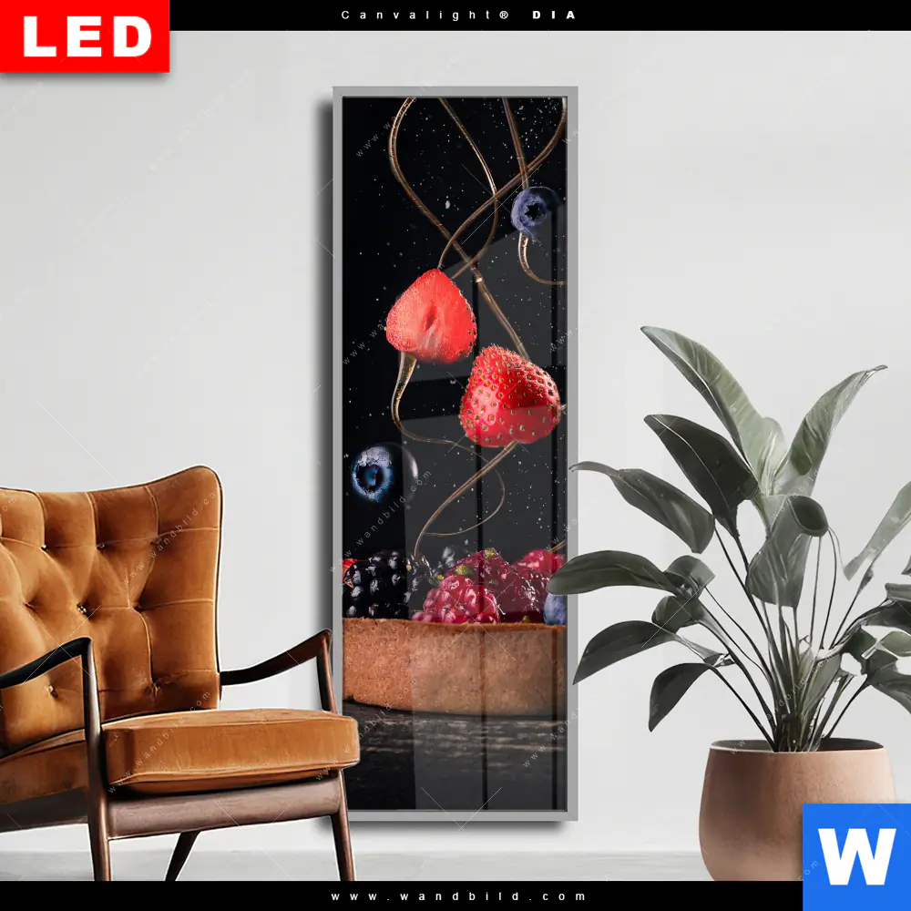 Wechselmotiv Acrylglas Canvalight® DIA | Kuchen mit frischen Beeren | Schmal