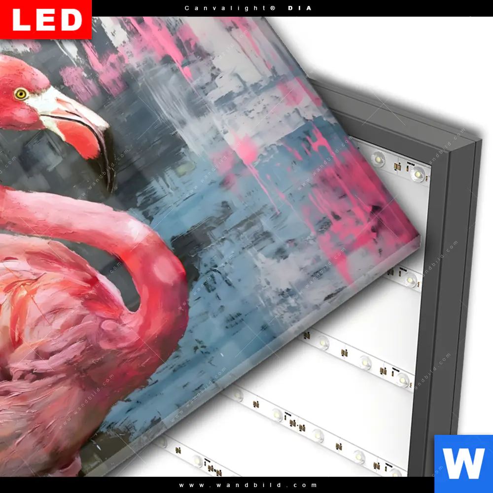 Wechselmotiv Acrylglas Canvalight® DIA | Kunstvoller Flamingo | Querformat - Image 3
