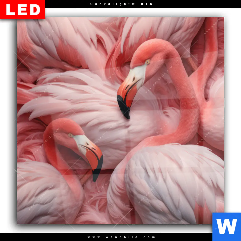 Wechselmotiv Acrylglas Canvalight® DIA | Kuschelnde Flamingos | Quadrat - Image 2
