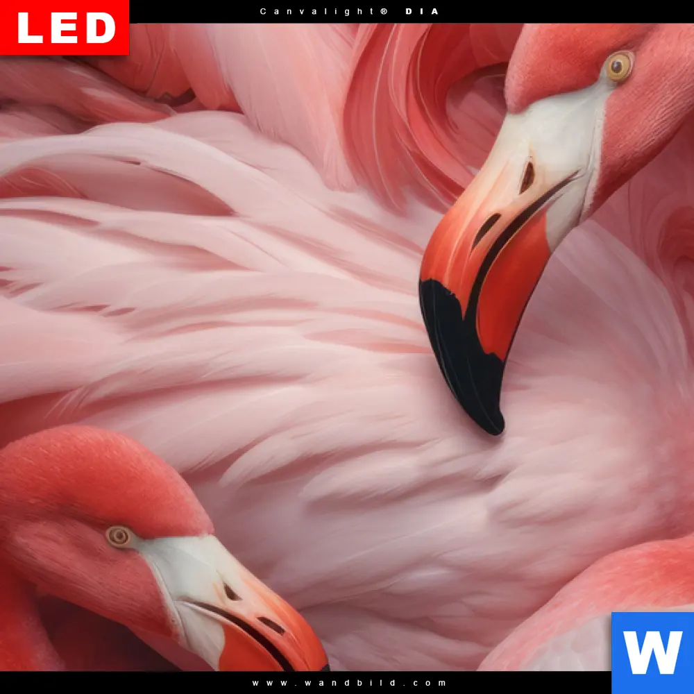 Wechselmotiv Acrylglas Canvalight® DIA | Kuschelnde Flamingos | Quadrat - Image 4