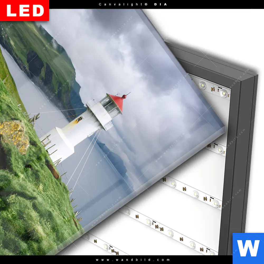 Wechselmotiv Acrylglas Canvalight® DIA | Leuchtturm auf Insel | Quadrat - Image 3