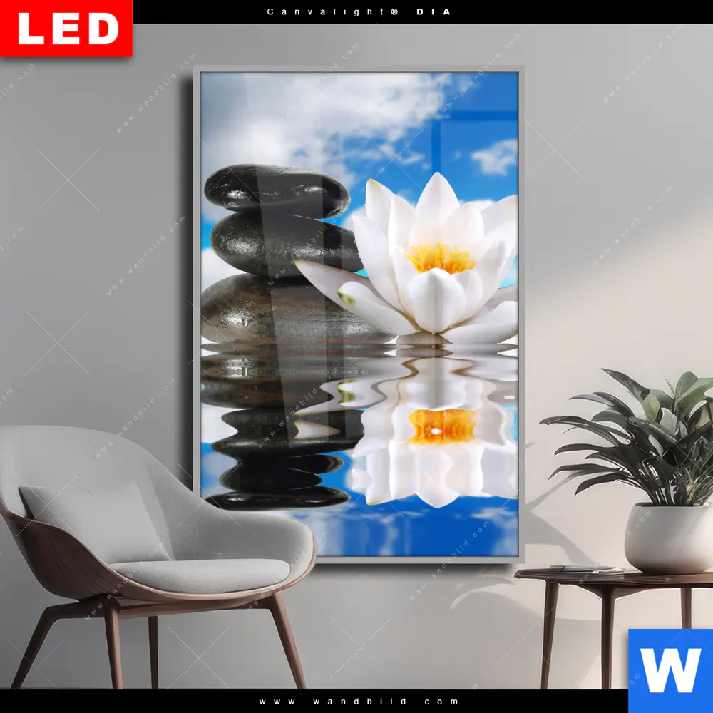 Wechselmotiv Acrylglas Canvalight® DIA | Lilie & Zensteine | Hochformat