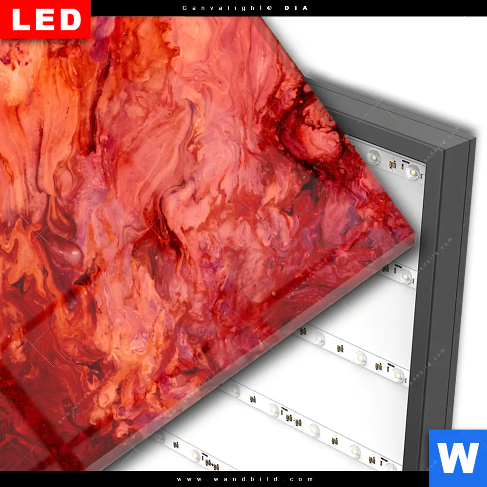 Wechselmotiv Acrylglas Canvalight® DIA | Liquid Marmor rot | Hochformat - Image 3