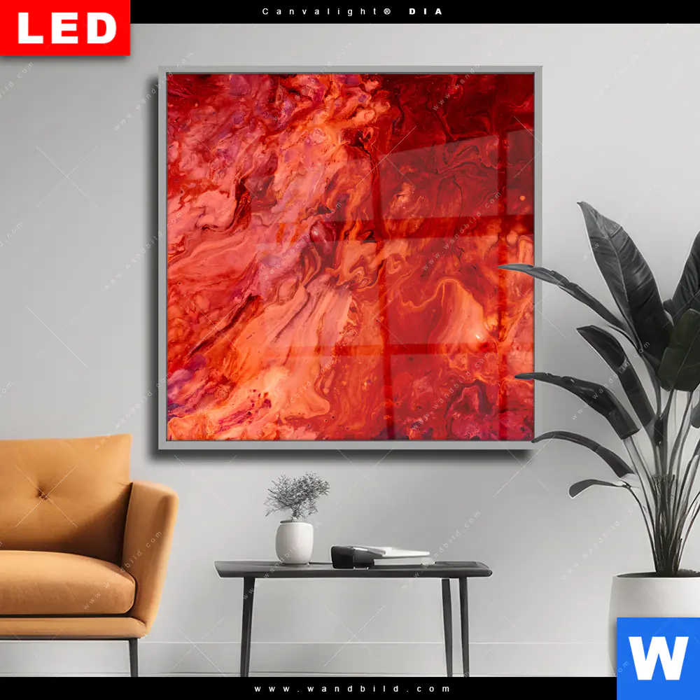 Wechselmotiv Acrylglas Canvalight® DIA | Liquid Marmor rot | Quadrat