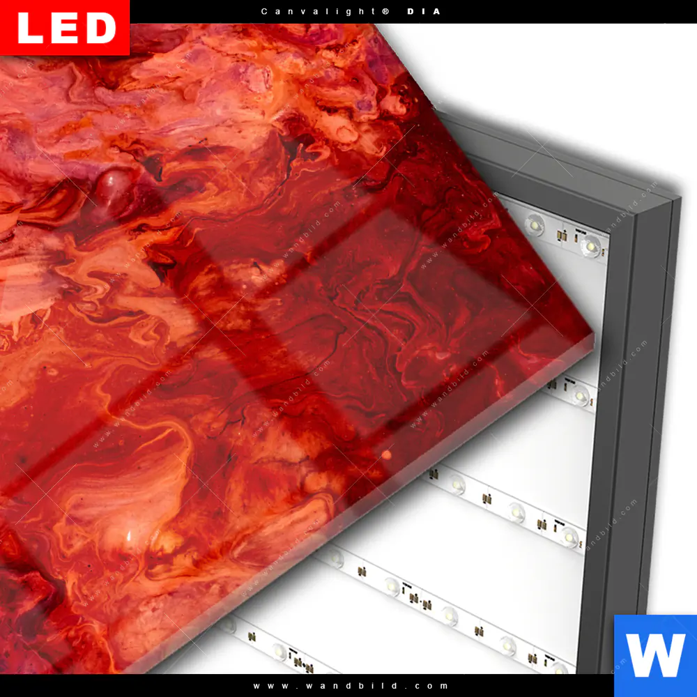 Wechselmotiv Acrylglas Canvalight® DIA | Liquid Marmor rot | Quadrat - Image 3