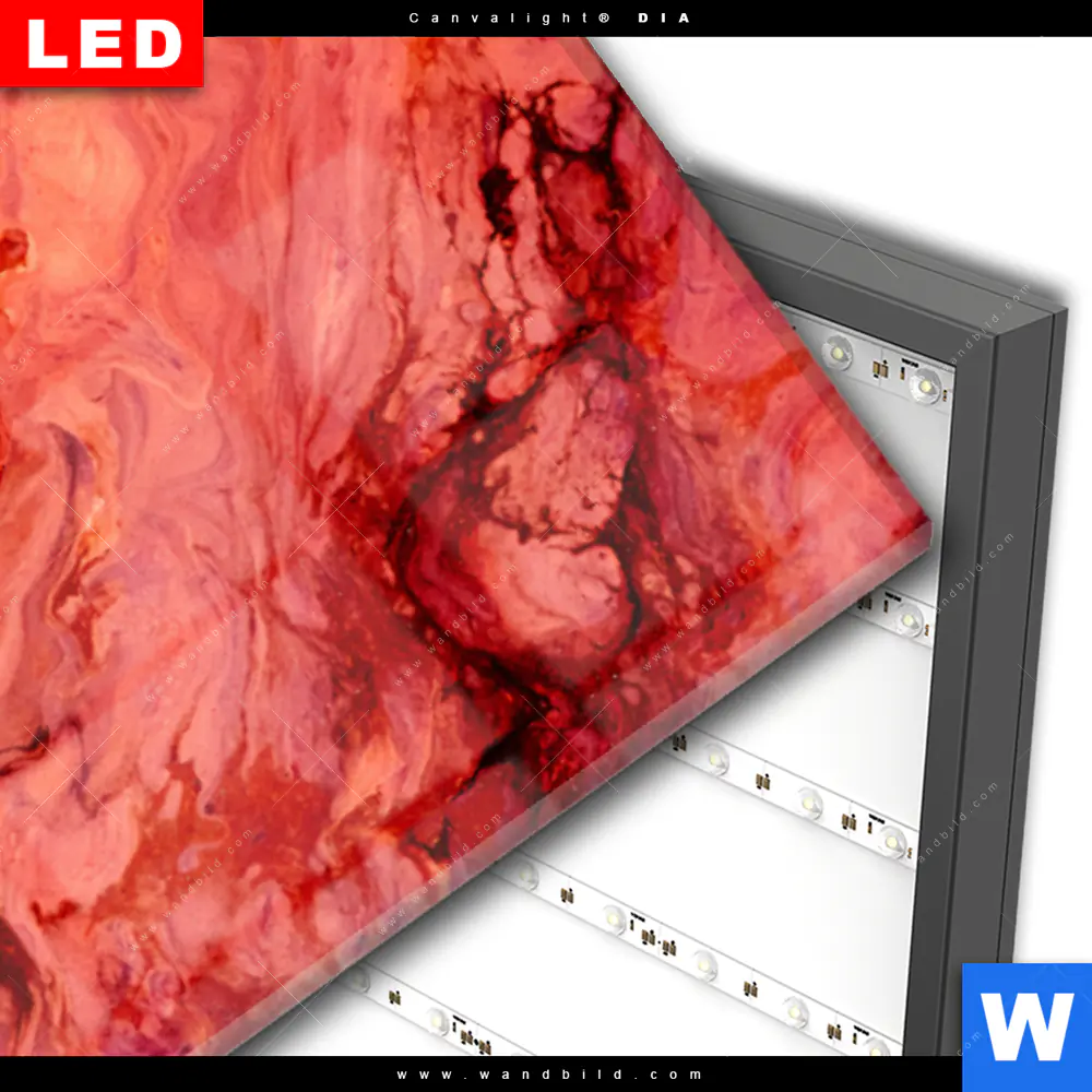 Wechselmotiv Acrylglas Canvalight® DIA | Liquid Marmor rot | Schmal - Image 3