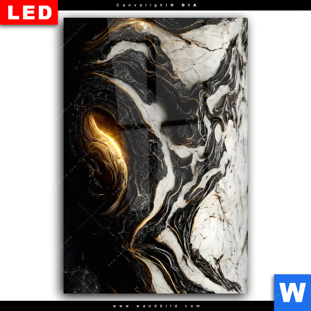 Wechselmotiv Acrylglas Canvalight® DIA | Liquid Marmor Schwarz Gold | Hochformat - Image 2