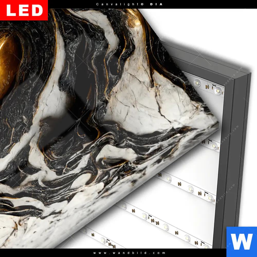 Wechselmotiv Acrylglas Canvalight® DIA | Liquid Marmor Schwarz Gold | Hochformat - Image 3