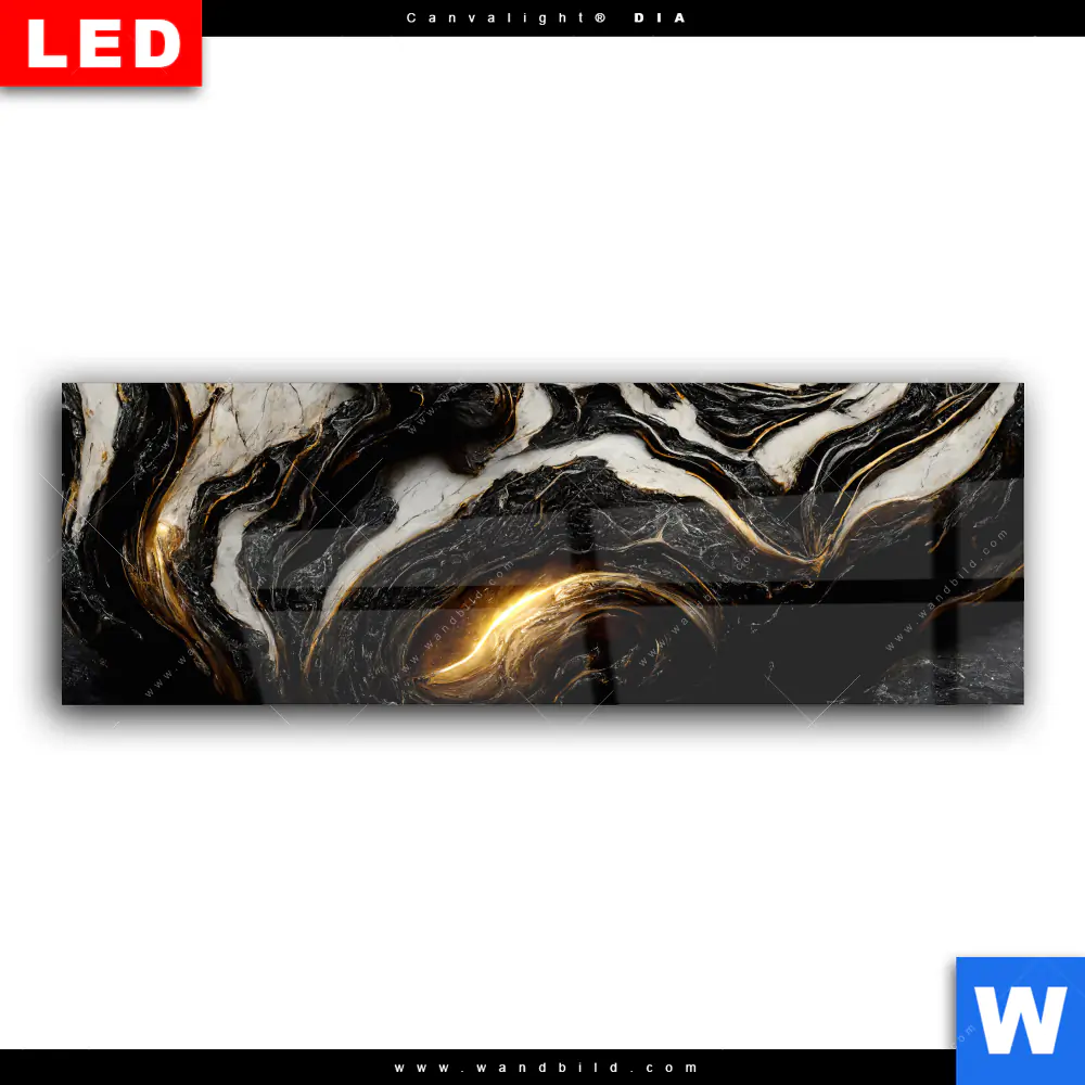 Wechselmotiv Acrylglas Canvalight® DIA | Liquid Marmor Schwarz Gold | Panorama - Image 2