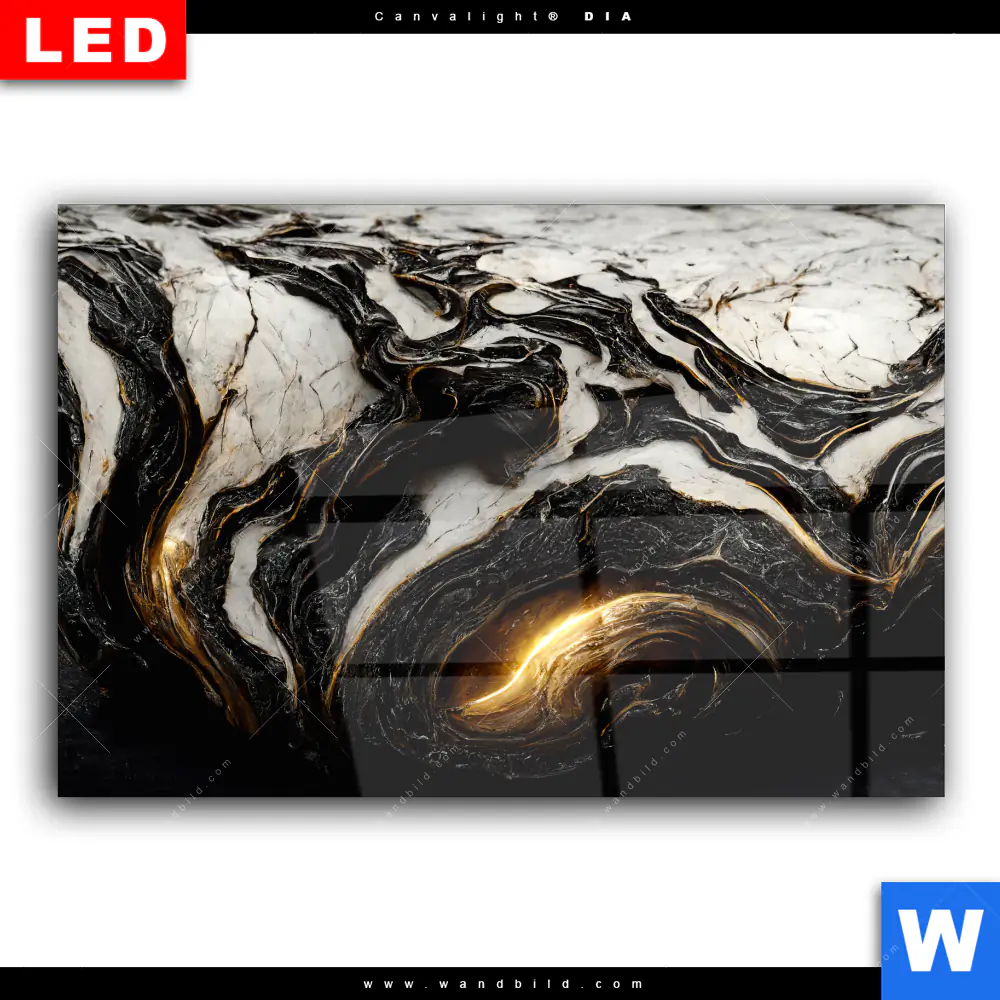 Wechselmotiv Acrylglas Canvalight® DIA | Liquid Marmor Schwarz Gold | Querformat - Image 2
