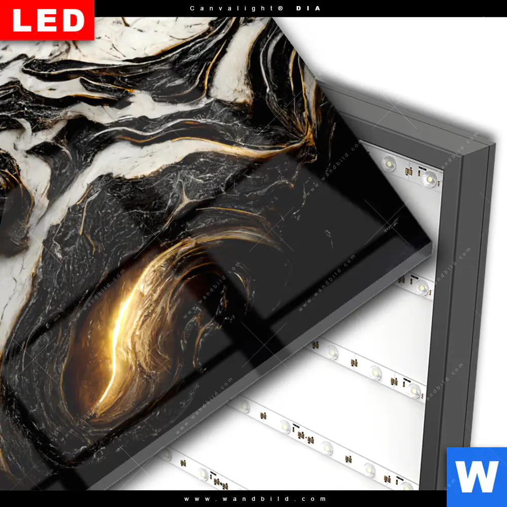 Wechselmotiv Acrylglas Canvalight® DIA | Liquid Marmor Schwarz Gold | Querformat - Image 3