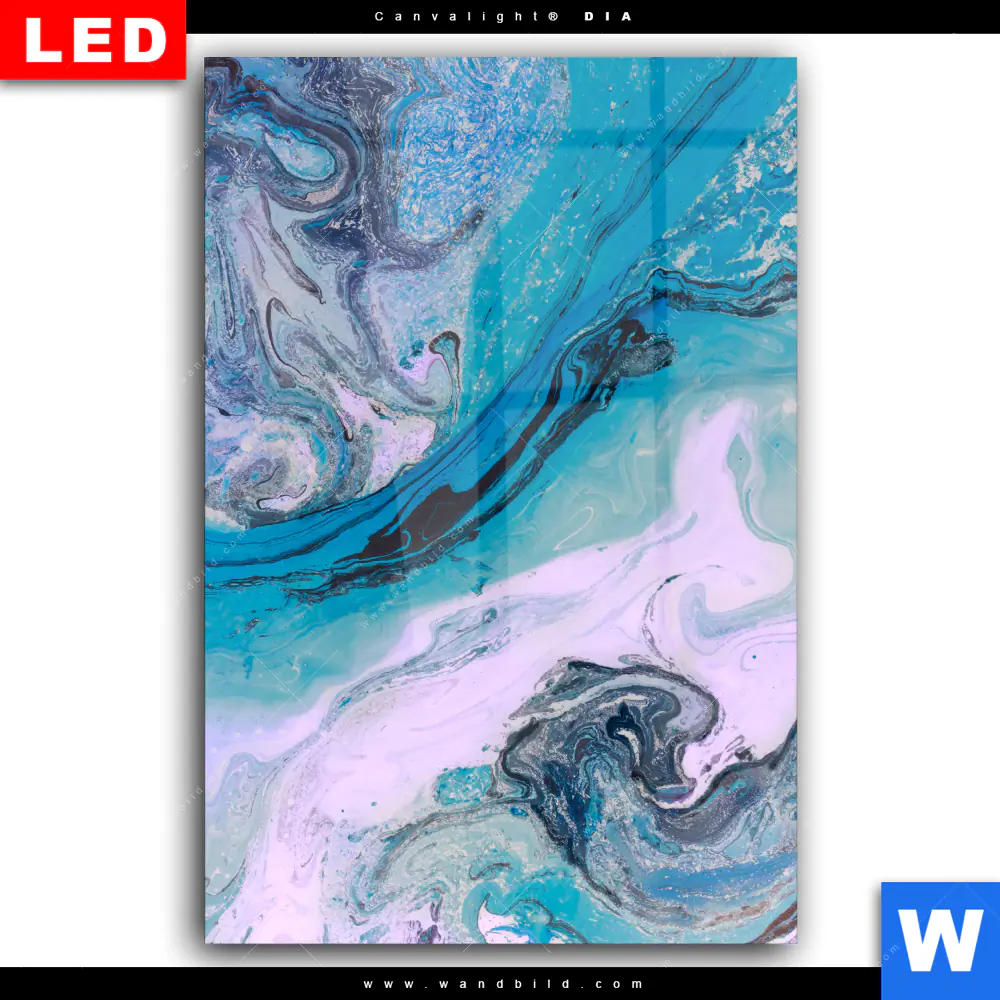 Wechselmotiv Acrylglas Canvalight® DIA | Liquid Marmor Türkis Flieder | Hochformat - Image 2