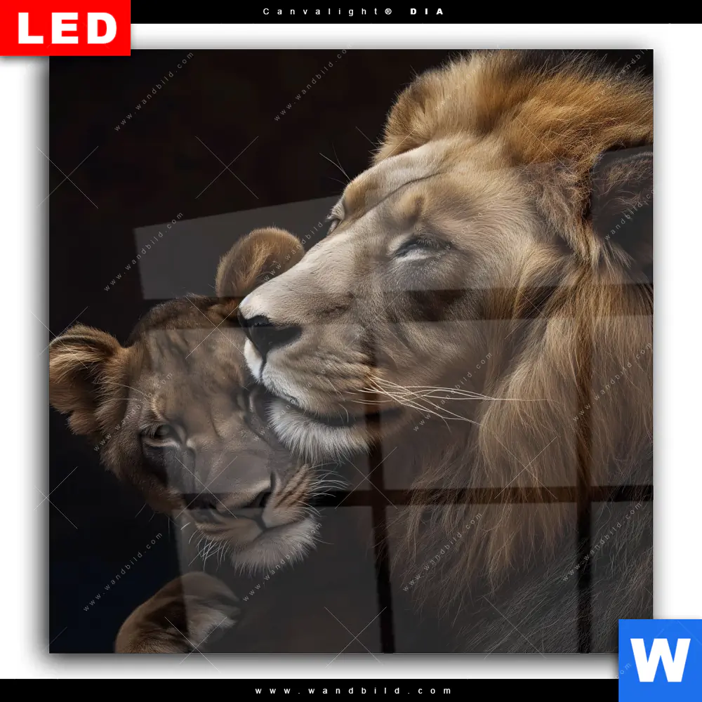 Wechselmotiv Acrylglas Canvalight® DIA | Löwen - Stärke und Zärtlichkeit | Quadrat - Image 2