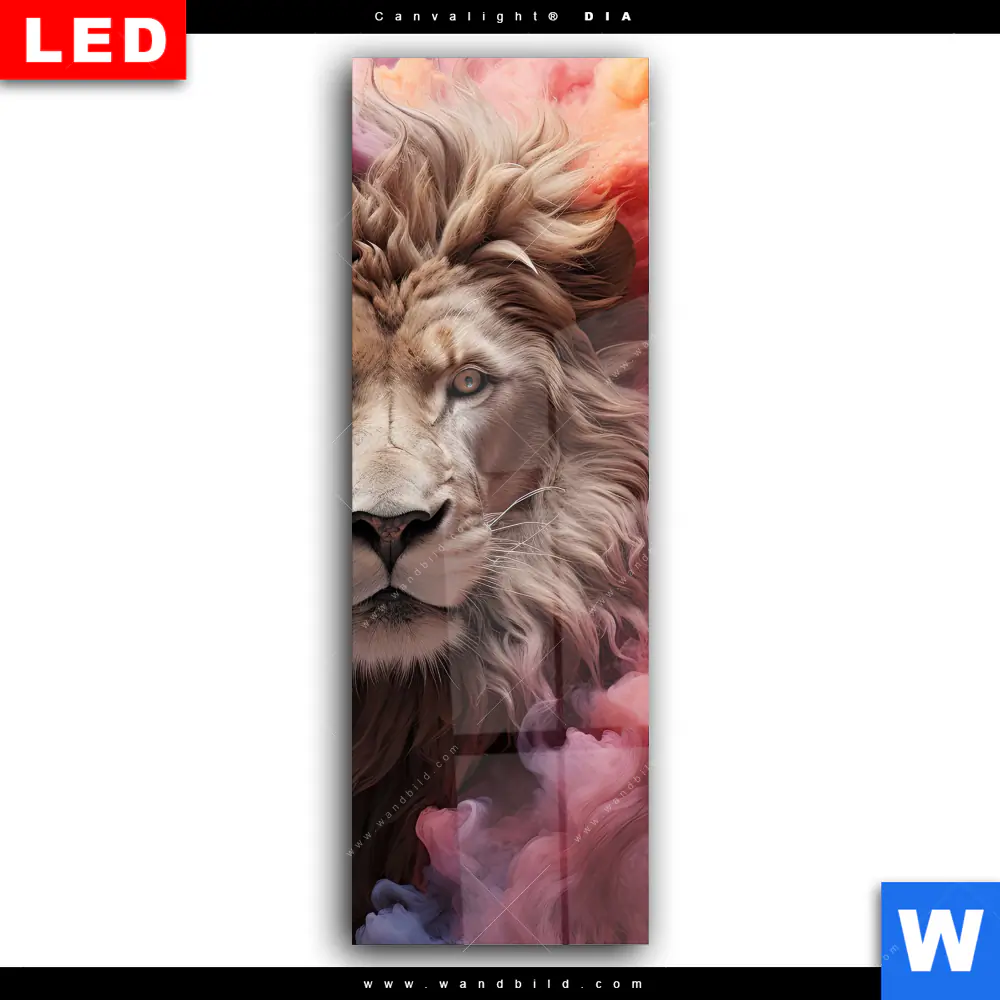 Wechselmotiv Acrylglas Canvalight® DIA | Löwengesicht in buntem Rauch | Schmal - Image 2