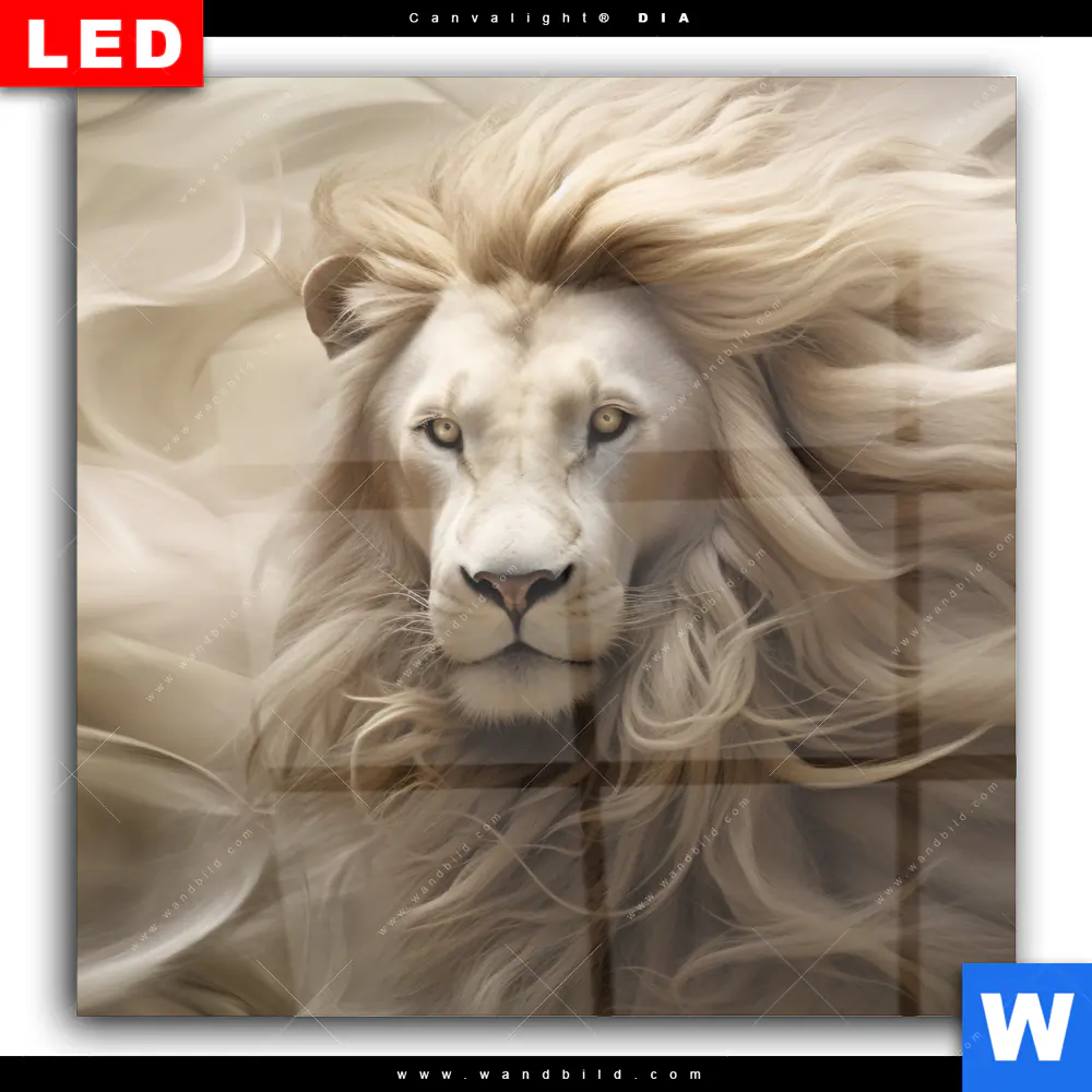 Wechselmotiv Acrylglas Canvalight® DIA | Löwenkopf mit weißer Mähne | Quadrat - Image 2
