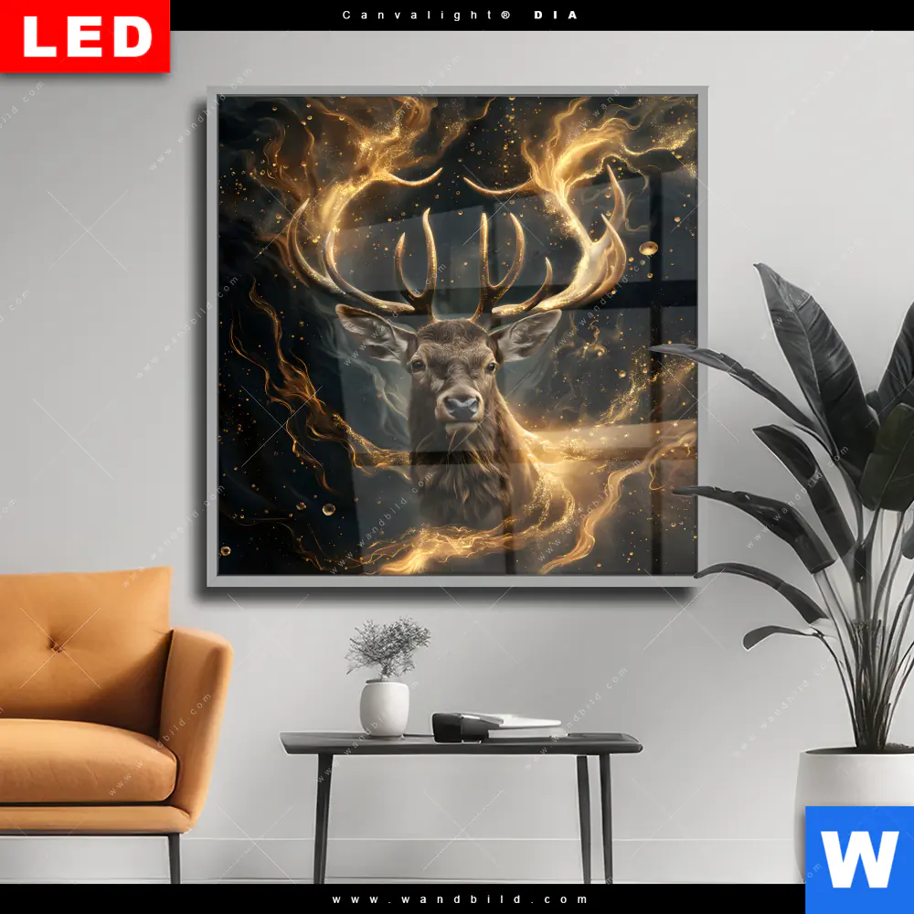 Wechselmotiv Acrylglas Canvalight® DIA | Magischer Hirsch im Sternenlicht | Quadrat
