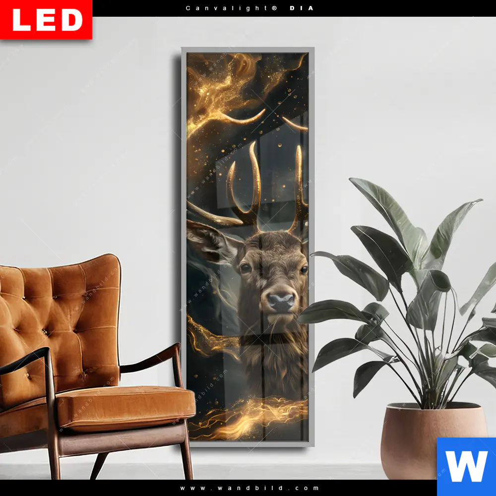 Wechselmotiv Acrylglas Canvalight® DIA | Magischer Hirsch im Sternenlicht | Schmal