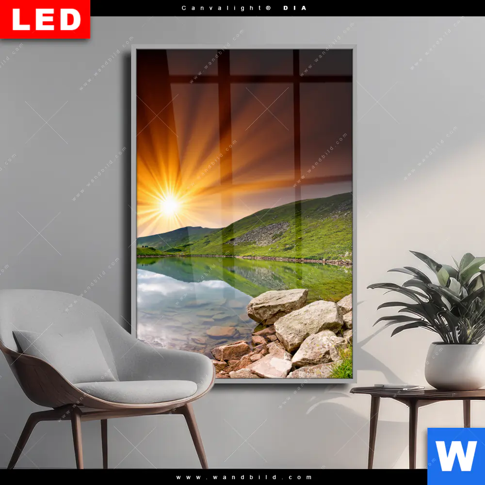 Wechselmotiv Acrylglas Canvalight® DIA | Majestätischer Sonnenuntergang | Hochformat