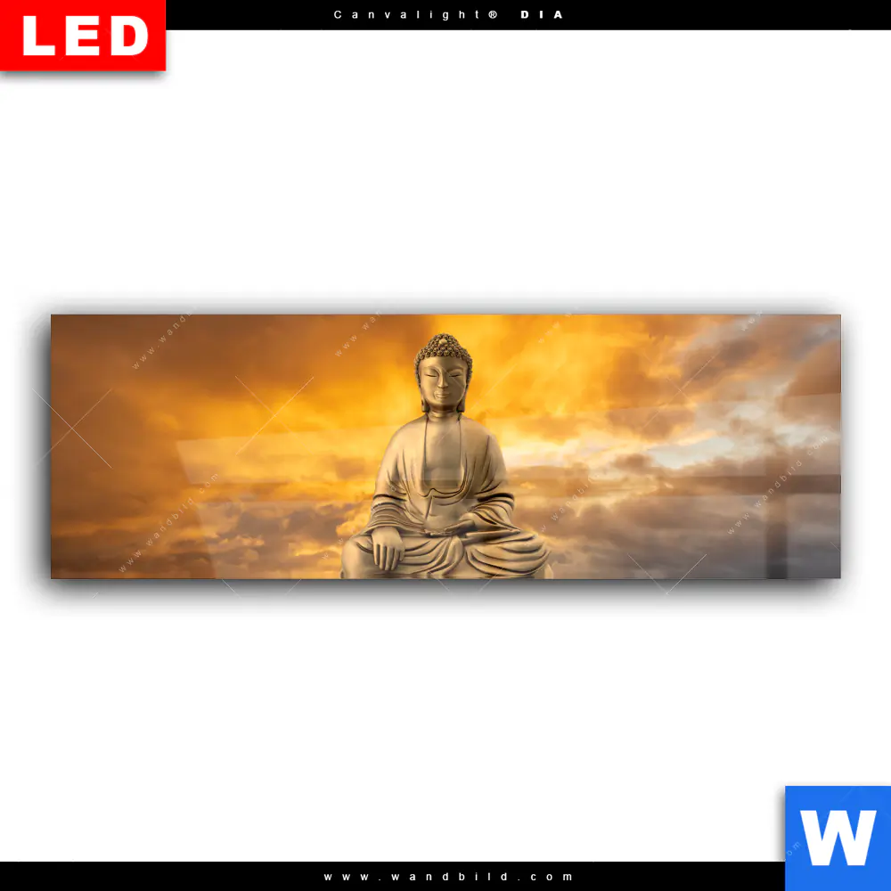 Wechselmotiv Acrylglas Canvalight® DIA | Meditierender Buddha am See | Panorama - Image 2