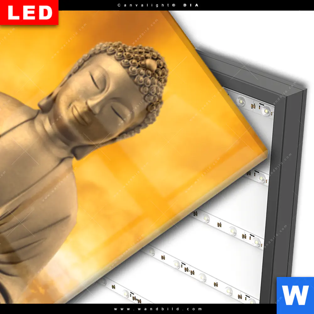 Wechselmotiv Acrylglas Canvalight® DIA | Meditierender Buddha am See | Schmal - Image 3
