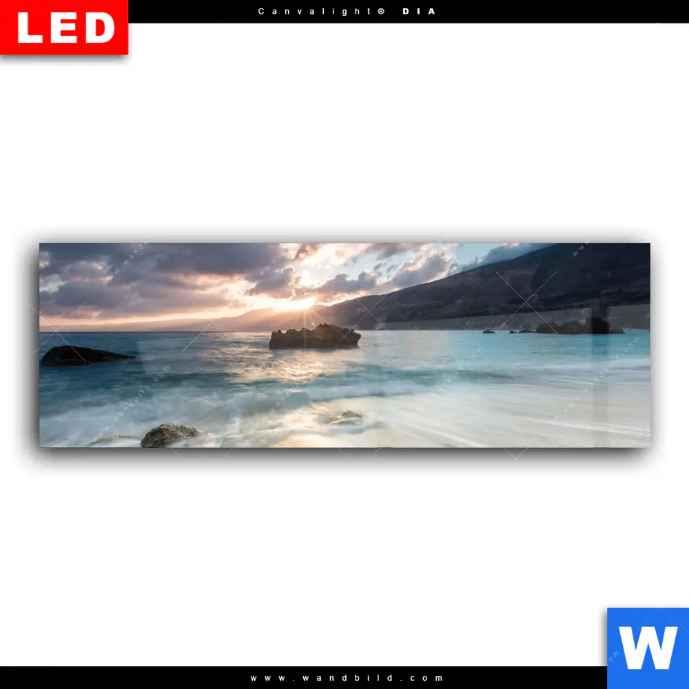 Wechselmotiv Acrylglas Canvalight® DIA | Meeresrauschen bei Sonnenuntergang | Panorama - Image 2