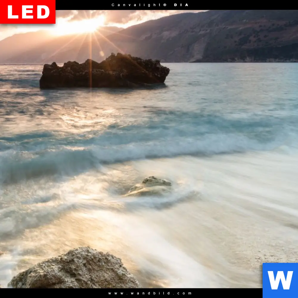 Wechselmotiv Acrylglas Canvalight® DIA | Meeresrauschen bei Sonnenuntergang | Panorama - Image 4