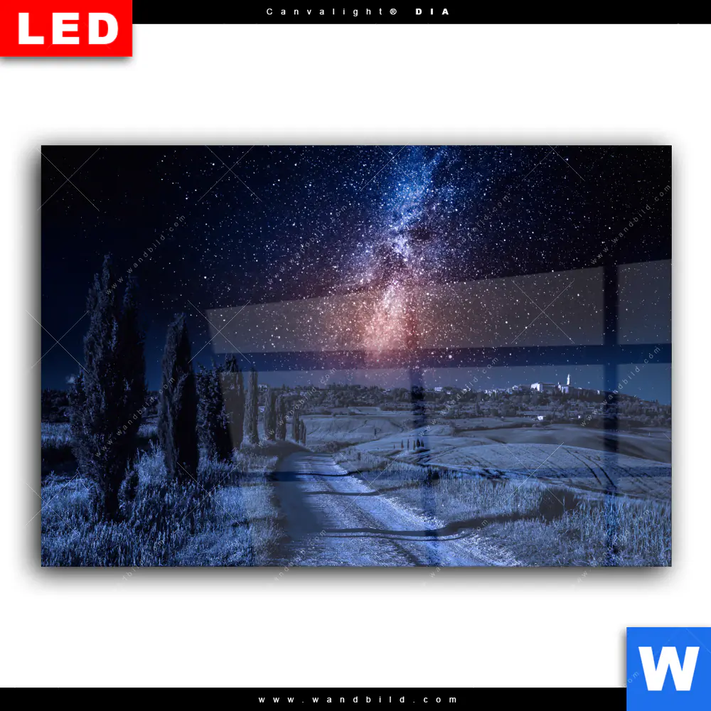 Wechselmotiv Acrylglas Canvalight® DIA | Milchstraße über einem Feldweg | Querformat - Image 2