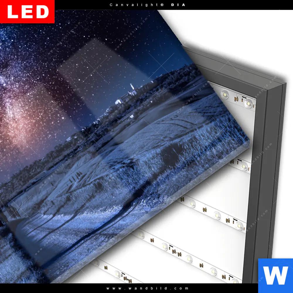 Wechselmotiv Acrylglas Canvalight® DIA | Milchstraße über einem Feldweg | Querformat - Image 3