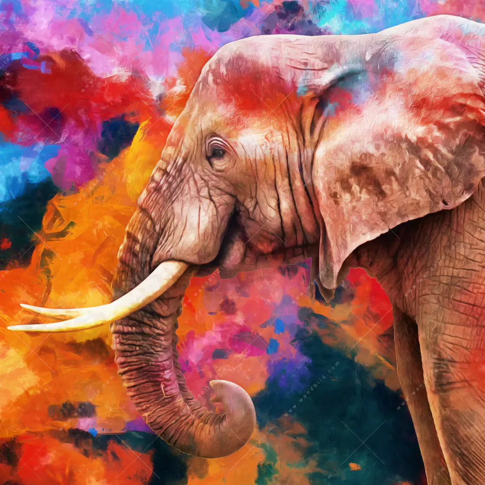 Wechselmotiv Acrylglas Canvalight® DIA | Moderner Bunter Elefant | Querformat - Image 5