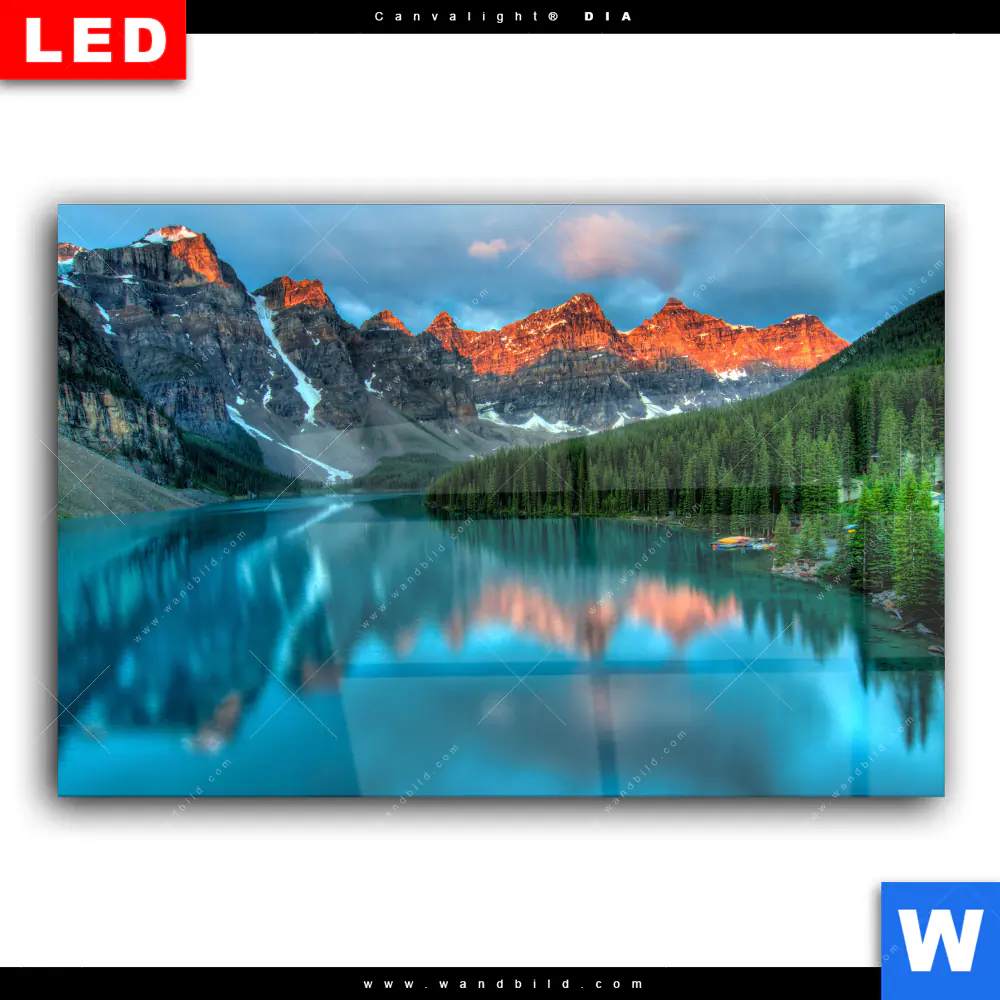 Wechselmotiv Acrylglas Canvalight® DIA | Moränensee Sonnenaufgang | Querformat - Image 2