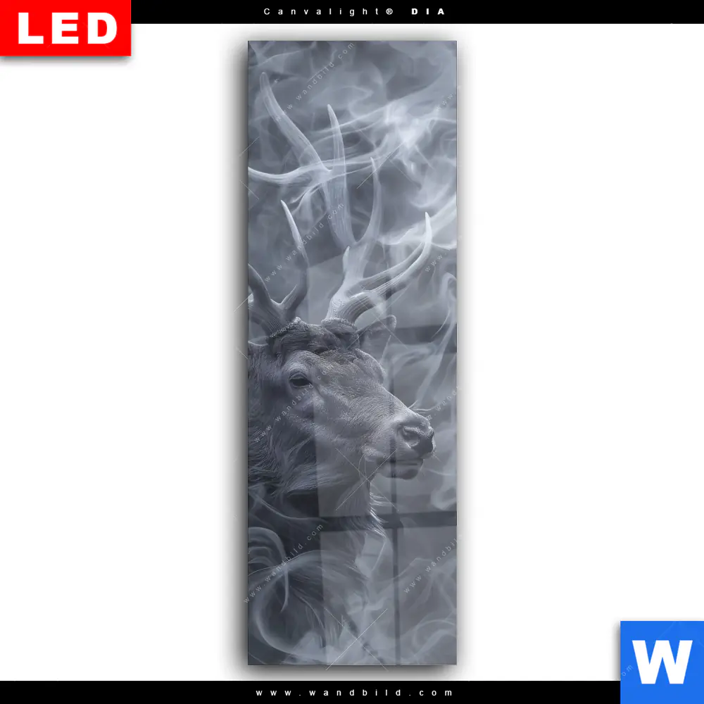 Wechselmotiv Acrylglas Canvalight® DIA | Mystischer Hirsch im Nebel | Schmal - Image 2