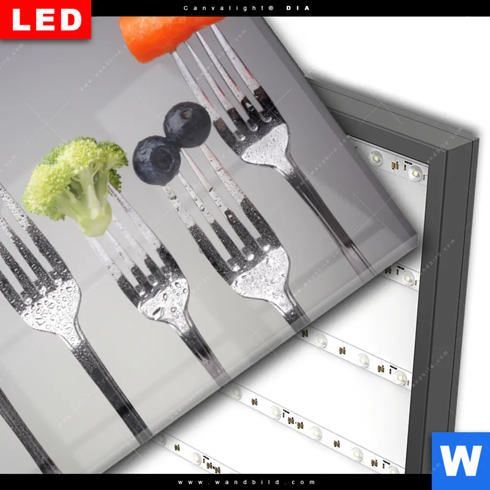 Wechselmotiv Acrylglas Canvalight® DIA | Obst & Gemüse auf Gabeln | Querformat - Image 3