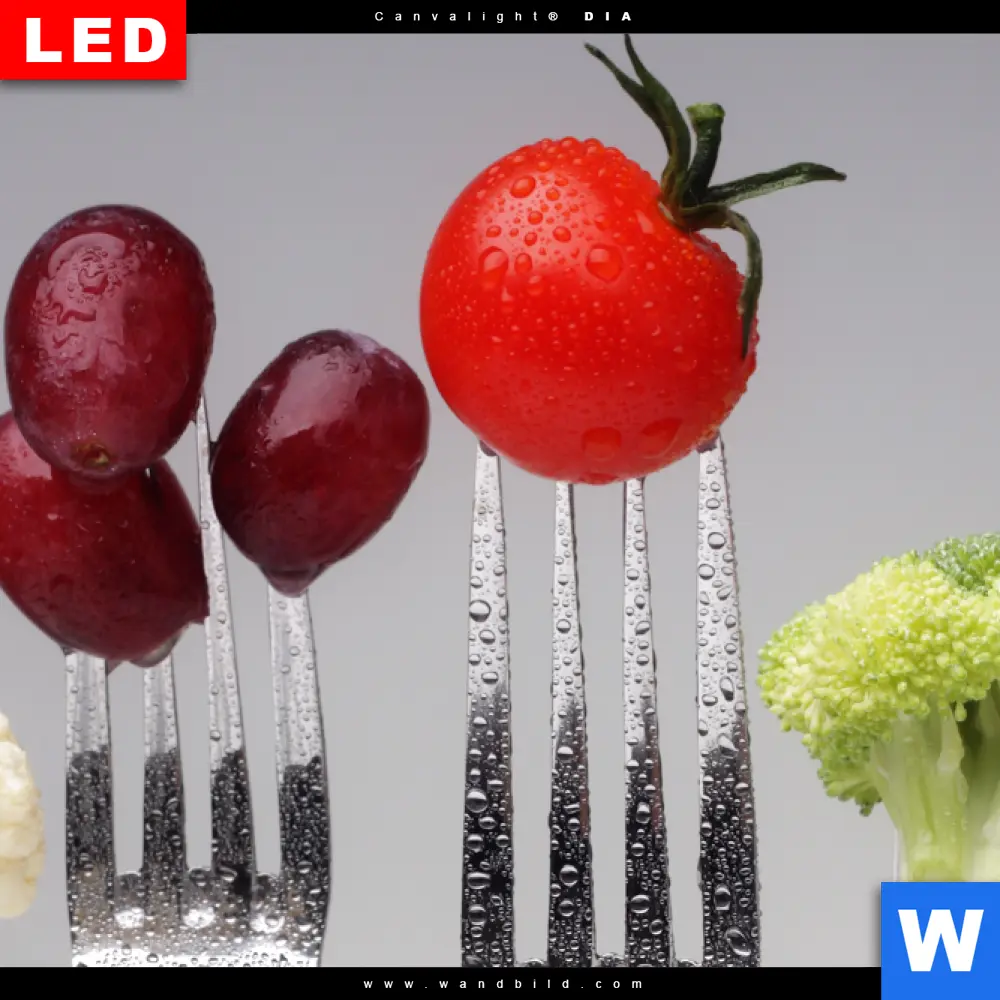 Wechselmotiv Acrylglas Canvalight® DIA | Obst & Gemüse auf Gabeln | Querformat - Image 4