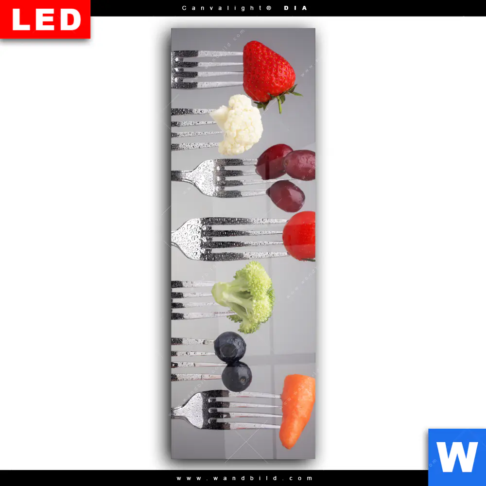 Wechselmotiv Acrylglas Canvalight® DIA | Obst & Gemüse auf Gabeln | Schmal - Image 2