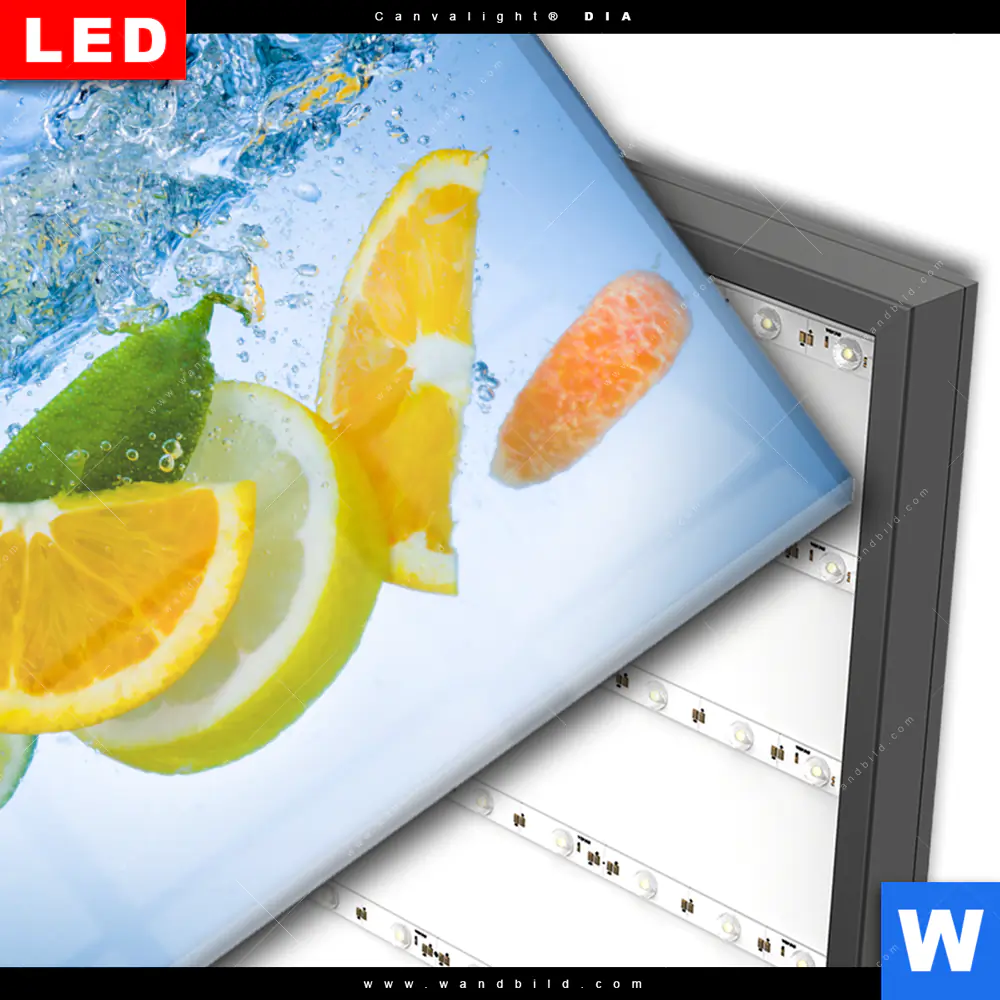 Wechselmotiv Acrylglas Canvalight® DIA | Obst unter Wasser | Hochformat - Image 3