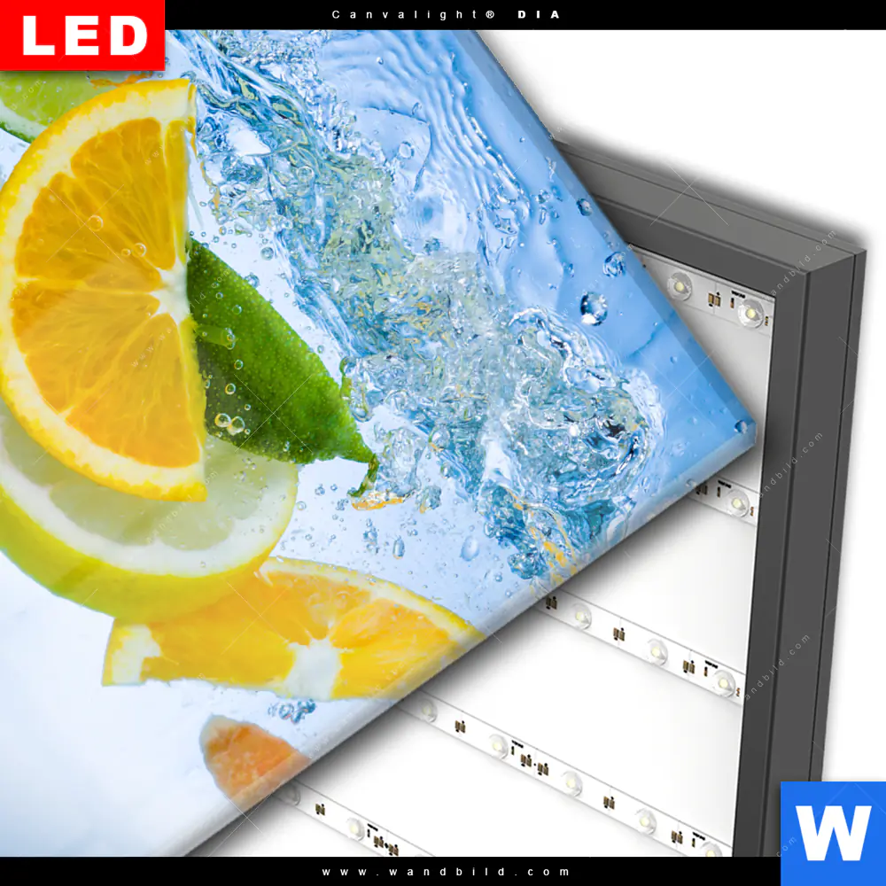 Wechselmotiv Acrylglas Canvalight® DIA | Obst unter Wasser | Quadrat - Image 3