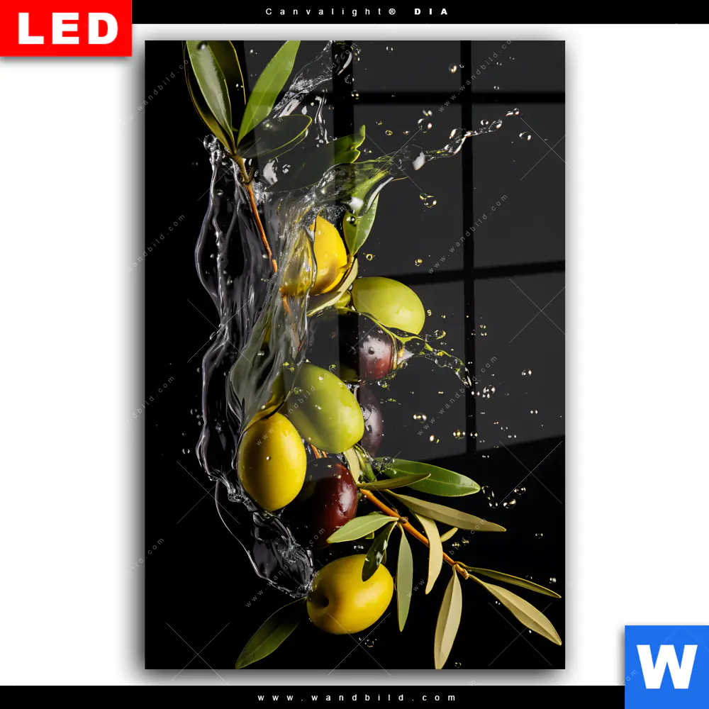 Wechselmotiv Acrylglas Canvalight® DIA | Oliven Splash | Hochformat - Image 2