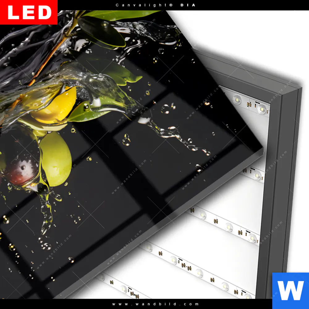 Wechselmotiv Acrylglas Canvalight® DIA | Oliven Splash | Hochformat - Image 3