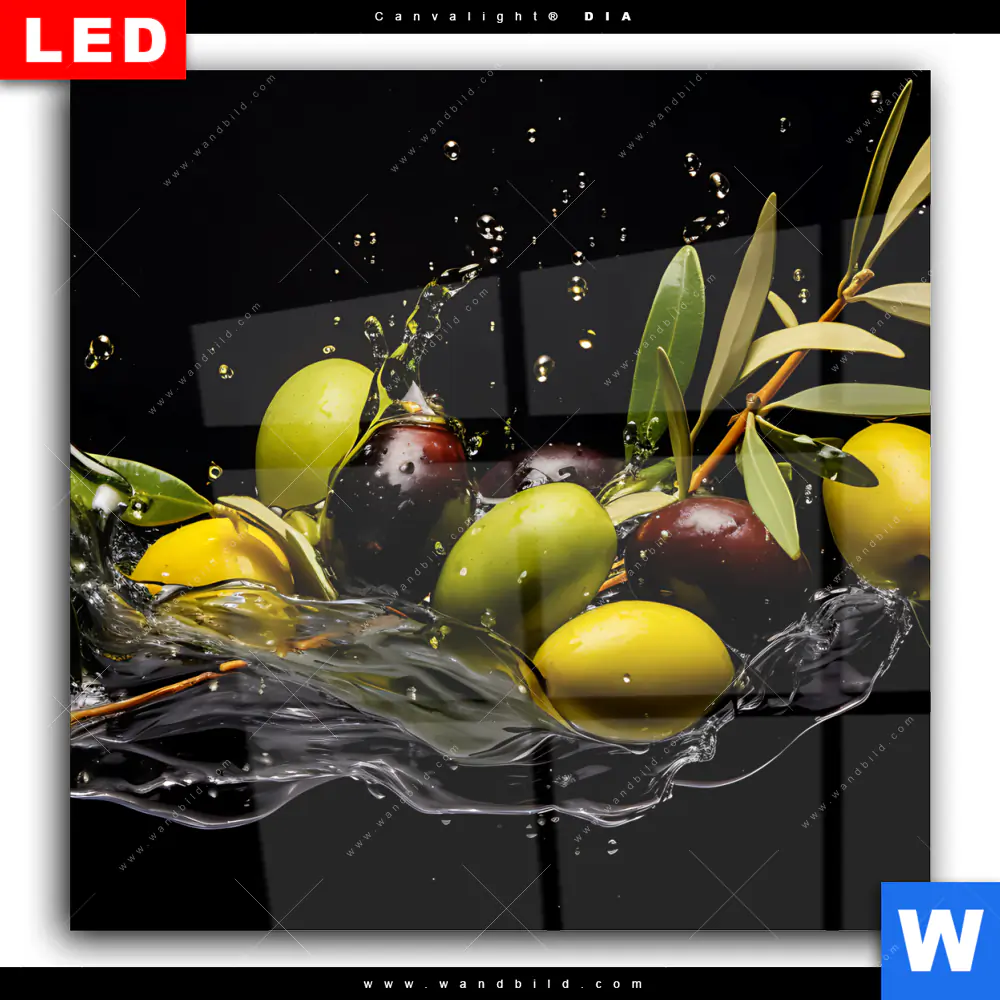 Wechselmotiv Acrylglas Canvalight® DIA | Oliven Splash | Quadrat - Image 2