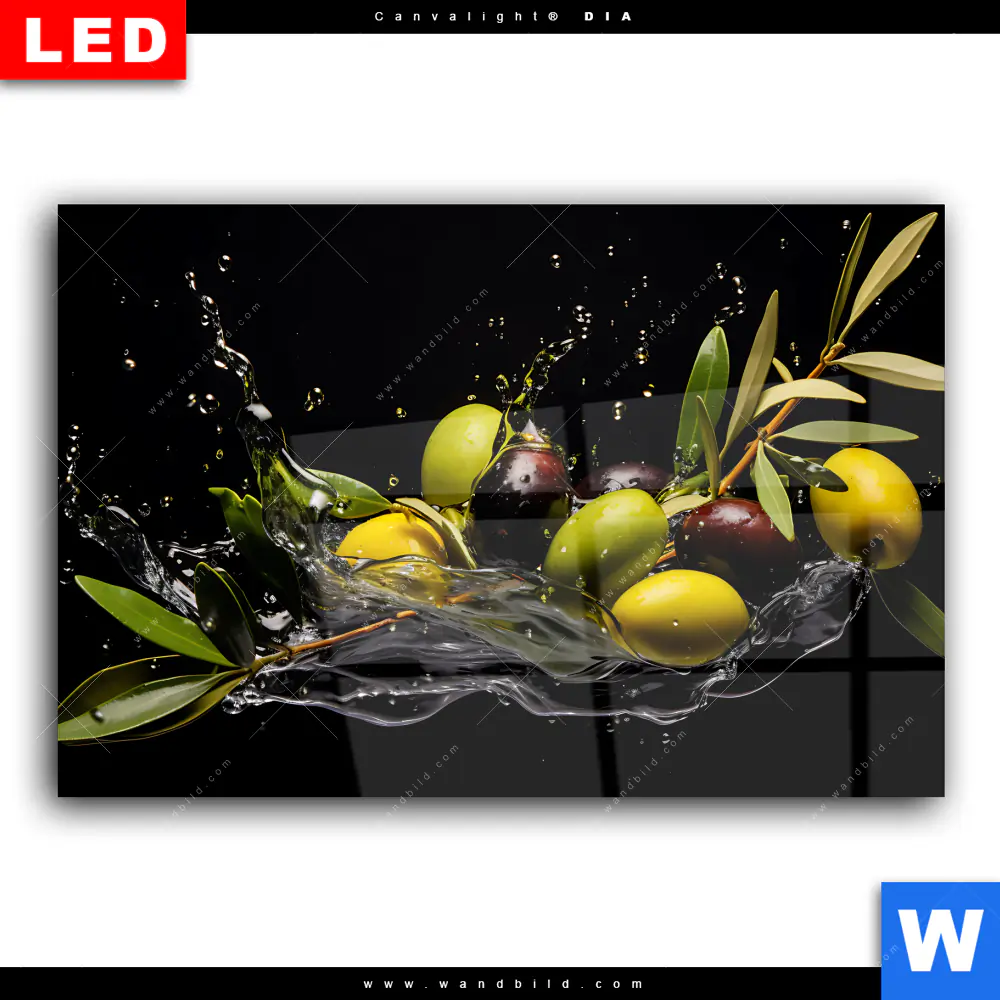 Wechselmotiv Acrylglas Canvalight® DIA | Oliven Splash | Querformat - Image 2