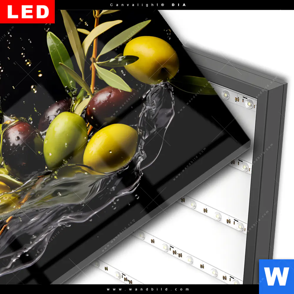 Wechselmotiv Acrylglas Canvalight® DIA | Oliven Splash | Querformat - Image 3