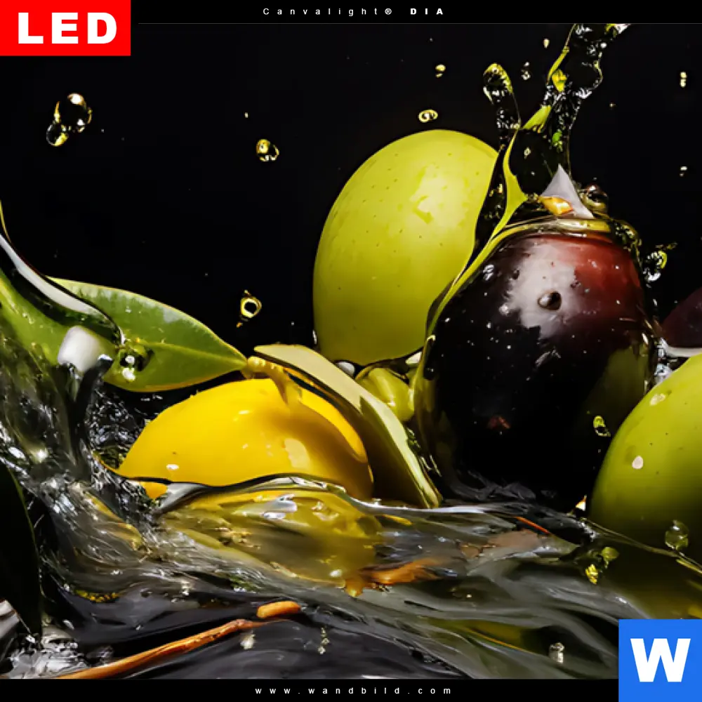 Wechselmotiv Acrylglas Canvalight® DIA | Oliven Splash | Schmal - Image 4