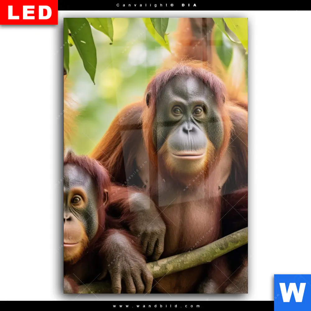 Wechselmotiv Acrylglas Canvalight® DIA | Orang Utan Familie im Regenwald | Hochformat - Image 2