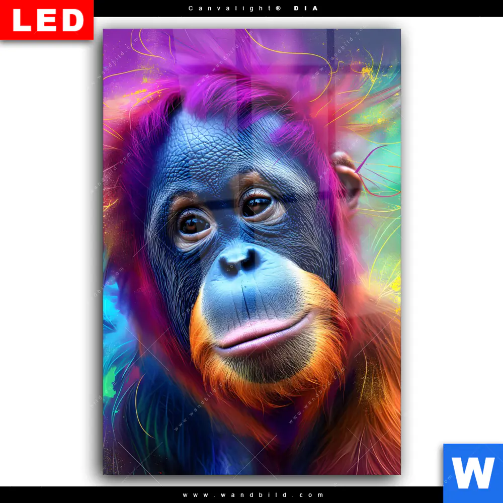 Wechselmotiv Acrylglas Canvalight® DIA | Orang-Utan in Regenbogenfarben | Hochformat - Image 2