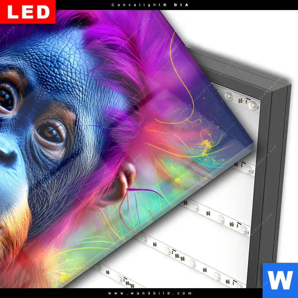 Wechselmotiv Acrylglas Canvalight® DIA | Orang-Utan in Regenbogenfarben | Hochformat - Image 3